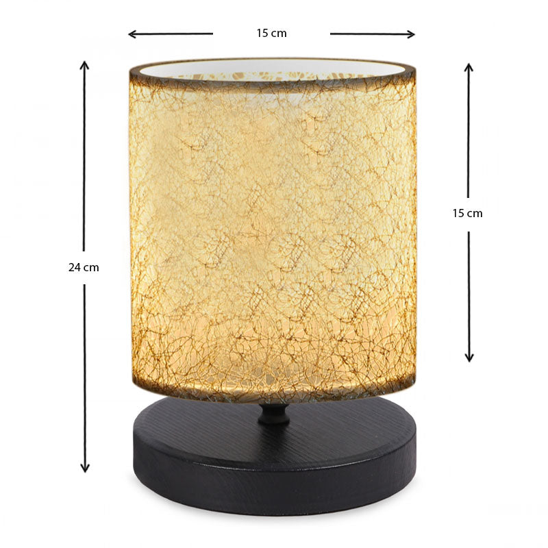 Φωτιστικό Επιτραπέζιο Hassard Ύφασμα/MDF Χρώμα Μπεζ/Μαύρο 15x16x22