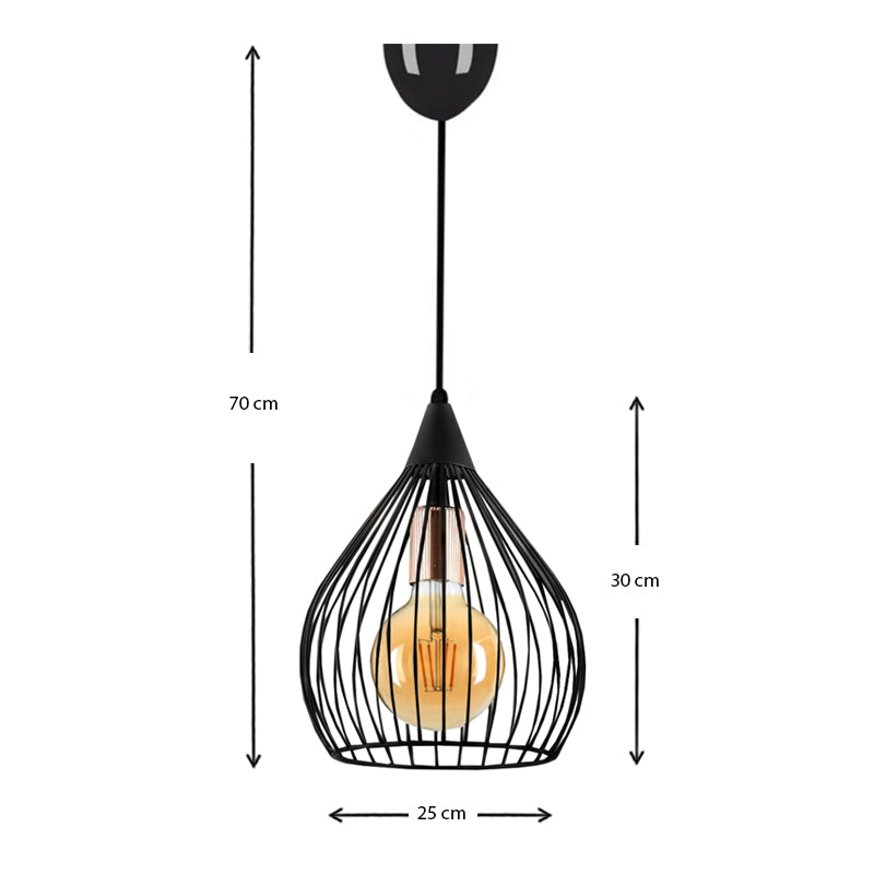 Φωτιστικό Οροφής Koert Μεταλλικό Μονόφωτο Χρώμα Μαύρο 25x30x70