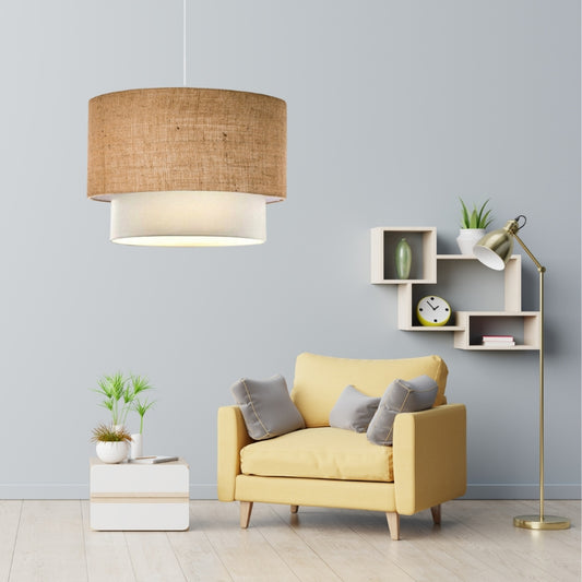 Φωτιστικό Οροφής Whitehouse E27 Γιούτα Μονόφωτο Χρώμα Μπεζ 30x20x55