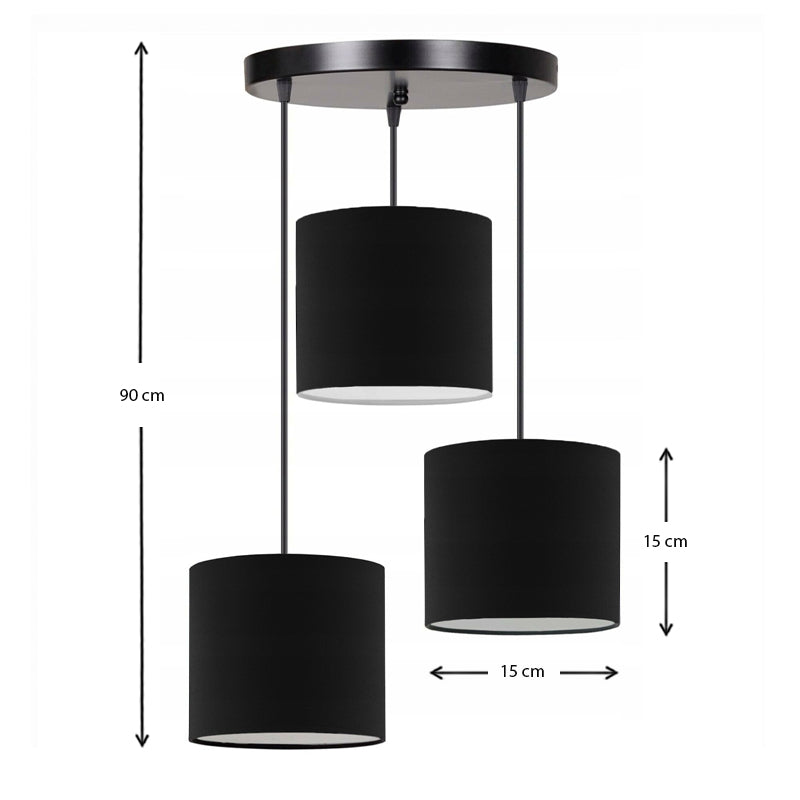 Φωτιστικό Οροφής Rosie Υφασμάτινο Τρίφωτο Χρώμα Μαύρο 15x15x90