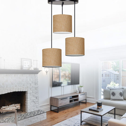 Φωτιστικό Οροφής Rosie Γιούτα Ύφασμα Τρίφωτο Χρώμα Φυσικό 15x15x90