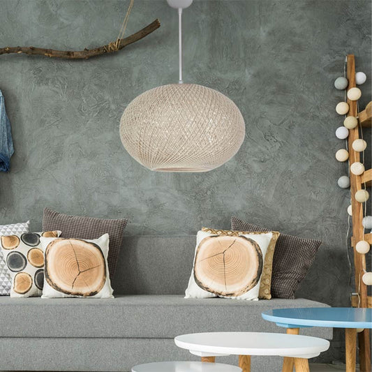 Φωτιστικό Οροφής Gibson από Σχοινί Μονόφωτο Χρώμα Μπεζ 40x21x70