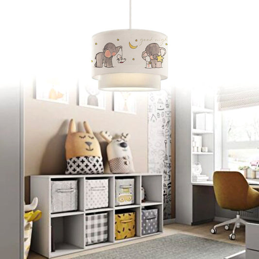 Φωτιστικό Οροφής Goofy Υφασμάτινο Μονόφωτο με Χαρούμενα Ελεφαντάκια 30x20x70