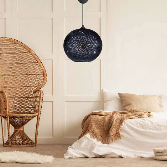 Φωτιστικό Οροφής Gibson από Σχοινί Μονόφωτο Χρώμα Μαύρο 30x23x70