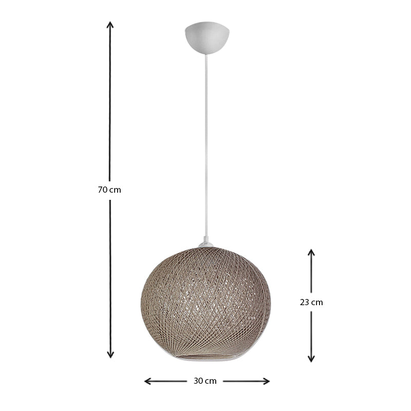 Φωτιστικό Οροφής Gibson από Σχοινί Μονόφωτο Χρώμα Μόκα 30x23x70