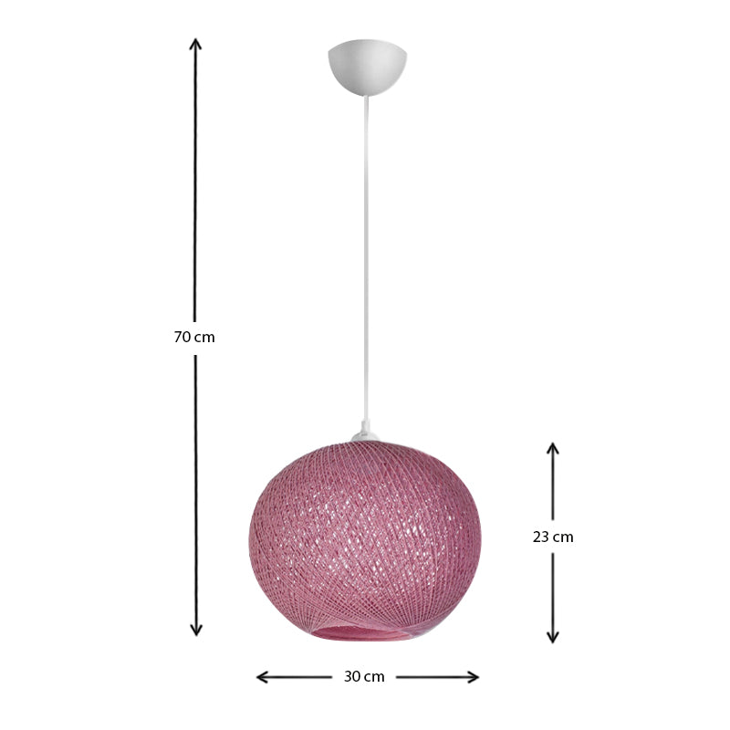Φωτιστικό Οροφής Gibson από Σχοινί Μονόφωτο Χρώμα Ροζ 30x23x70