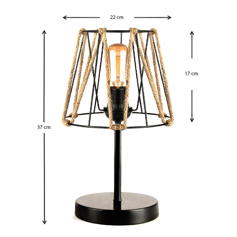 Φωτιστικό Επιτραπέζιο Clancy E27 Σχοινί/Μεταλλικό Χρώμα Μαύρο 22x17x37