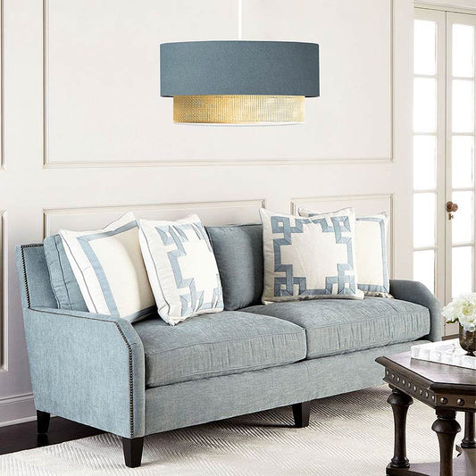 Φωτιστικό Οροφής Lucifer E27 Υφασμάτινο Μονόφωτο Χρώμα Μπλε Ανθρακί 30x15x70