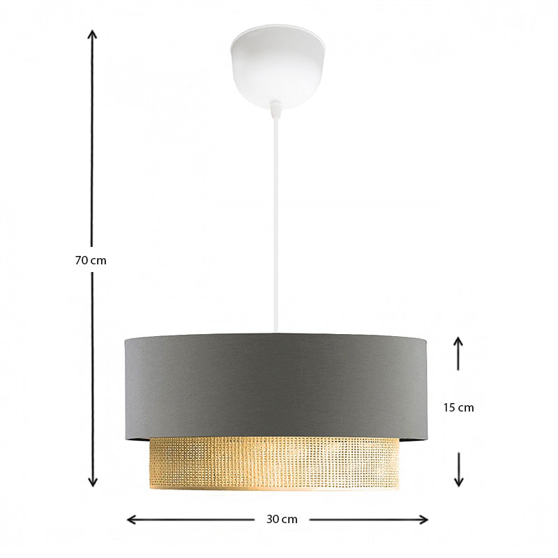 Φωτιστικό Οροφής Lucifer E27 Υφασμάτινο Μονόφωτο Χρώμα Γκρι 30x15x70