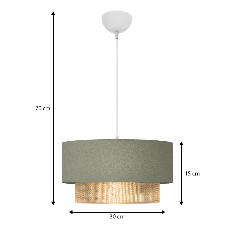 Φωτιστικό Οροφής Lucifer E27 Υφασμάτινο Μονόφωτο Χρώμα Παστέλ Πράσινο 30x15x70