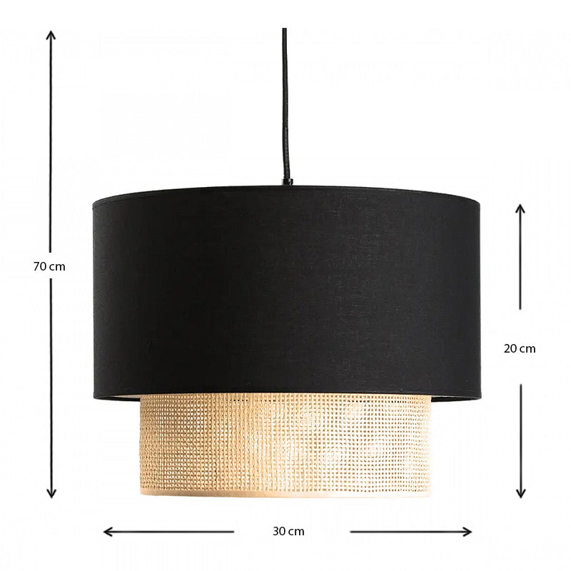 Φωτιστικό Οροφής Lucifer E27 Υφασμάτινο Μονόφωτο Χρώμα Μαύρο 30x20x70