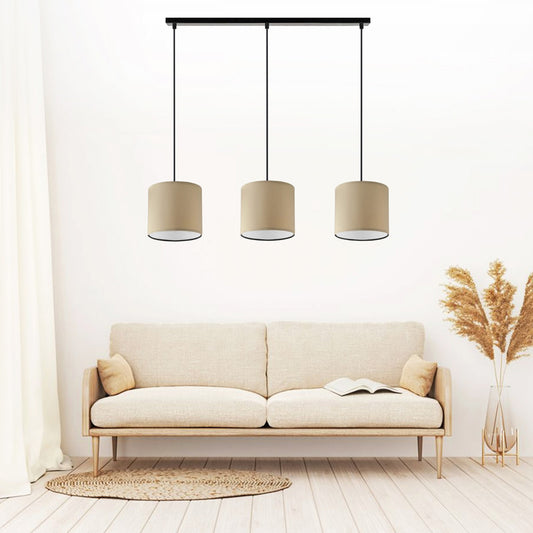 Φωτιστικό Οροφής Morris E27 Υφασμάτινο Τρίφωτο Χρώμα Καφέ 55x15x70