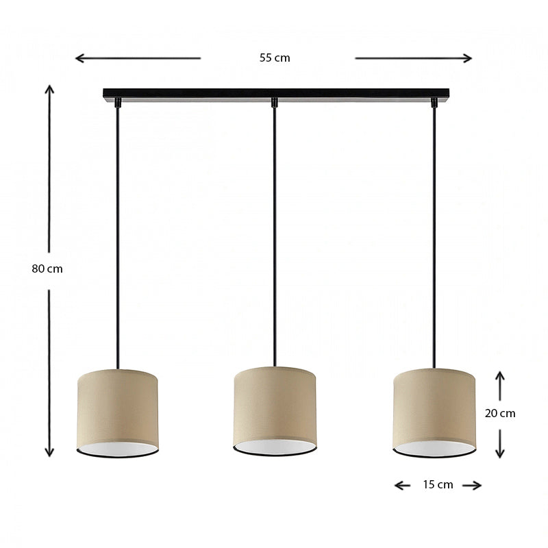 Φωτιστικό Οροφής Morris E27 Υφασμάτινο Τρίφωτο Χρώμα Καφέ 55x15x70