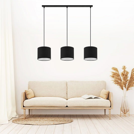 Φωτιστικό Οροφής Morris E27 Υφασμάτινο Τρίφωτο Χρώμα Μαύρο 55x15x70