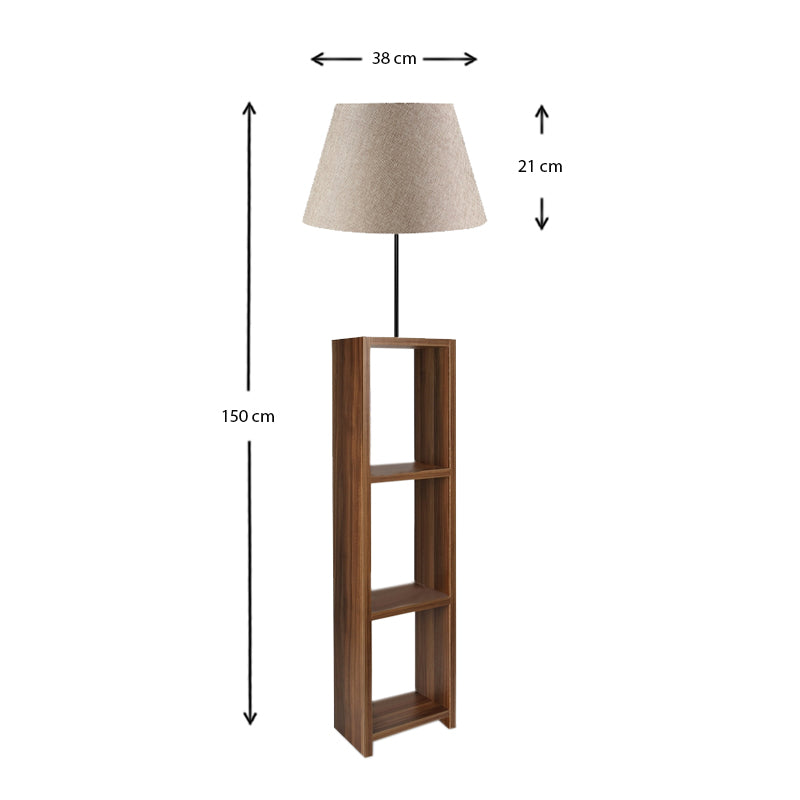 Φωτιστικό Δαπέδου Launo Υφασμάτινο PVC/MDF Χρώμα Μπεζ/Καρυδί 38x38x150