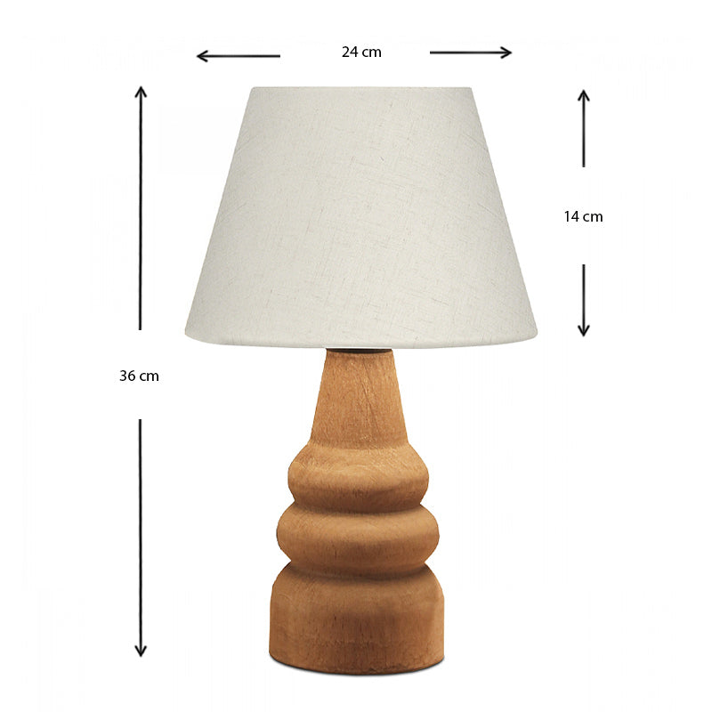 Φωτιστικό Επιτραπέζιο Lary E27 Υφασμάτινο - Ξύλινο Χρώμα Κρεμ - Καφέ Φ24x36
