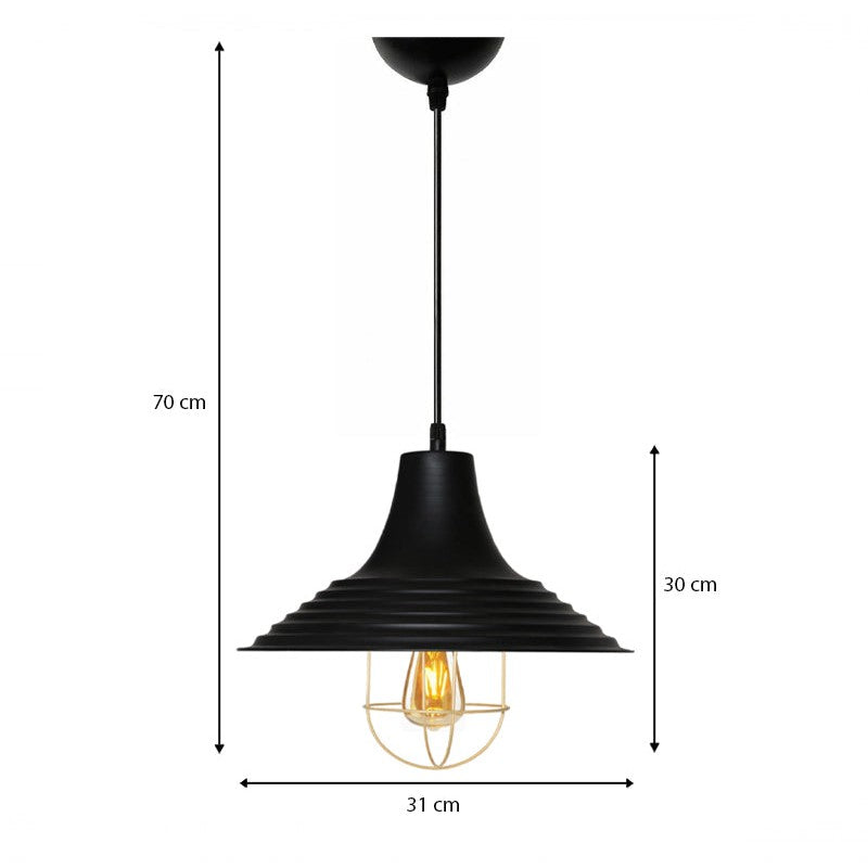 Φωτιστικό Οροφής Retro E27 Μεταλλικό Μονόφωτο Χρώμα Μαύρο Φ30x70