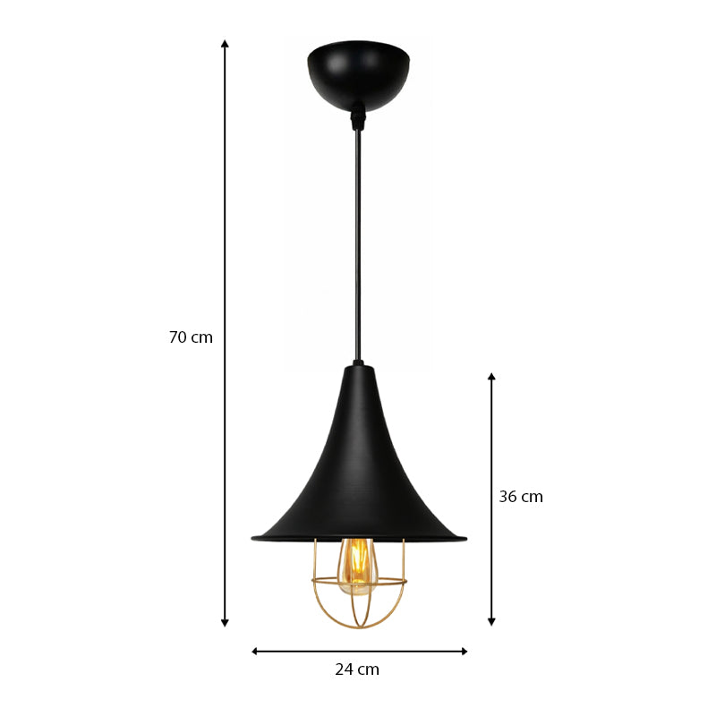 Φωτιστικό Οροφής Retro E27 Μεταλλικό Μονόφωτο Χρώμα Μαύρο Φ24x70