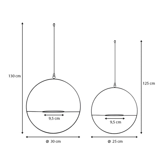 Βάση - Ζαρντινιέρα Κρεμαστή Σετ 2Τμχ Μεταλλική για Φυτά Εσωτερικού και Εξωτερικού Χώρου Χρώμα Μαύρο Φ30