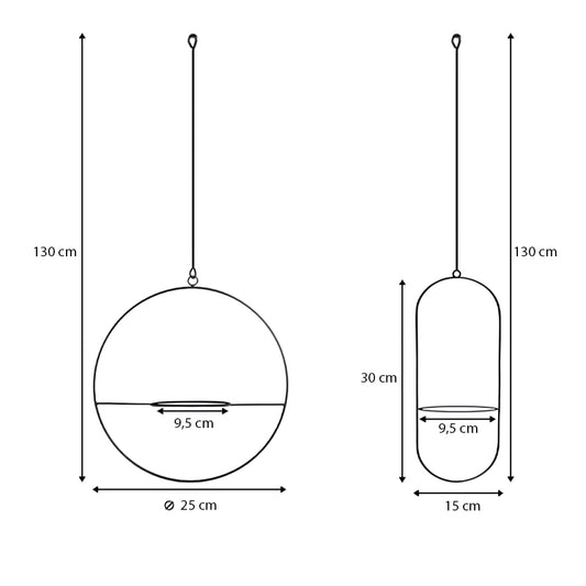 Βάση - Ζαρντινιέρα Κρεμαστή Σετ 2Τμχ Μεταλλική για Φυτά Εσωτερικού και Εξωτερικού Χώρου Χρώμα Μαύρο Φ25