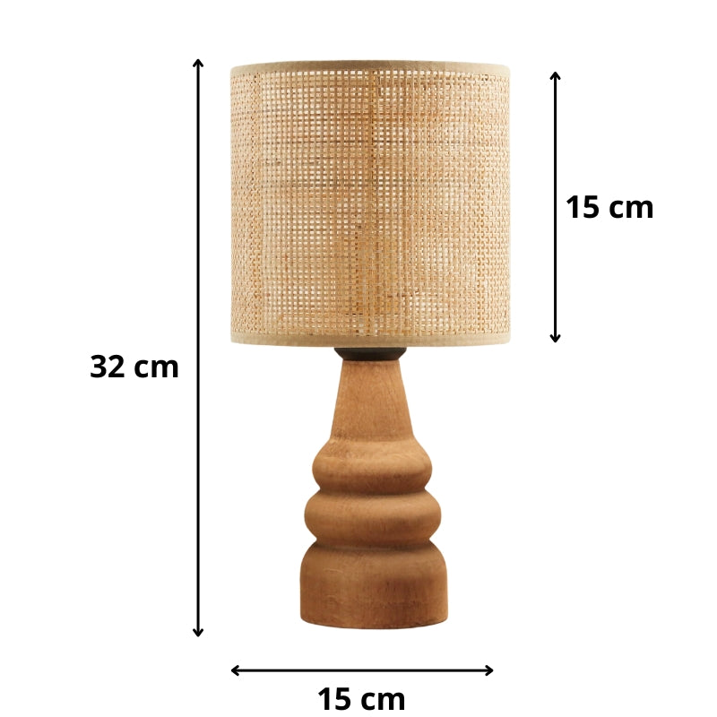 Φωτιστικό Επιτραπέζιο Tino E27 PE Rattan - Ξύλο Χρώμα Φυσικό Φ15x32