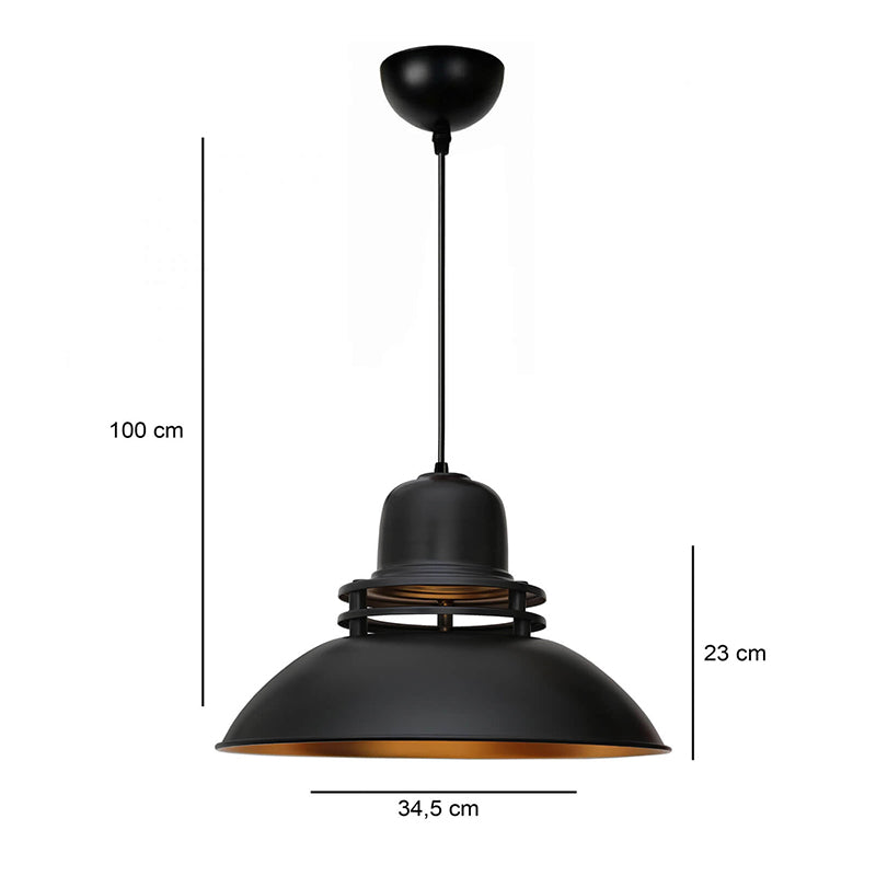 Φωτιστικό Οροφής Gerek E27 Μεταλλικό Μονόφωτο Χρώμα Μαύρο Ø34,5x100