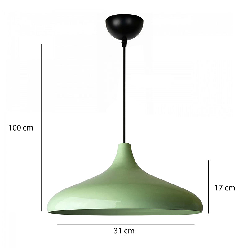 Φωτιστικό Οροφής Lela E27 Μεταλλικό Μονόφωτο Χρώμα Μέντα Ø31x100