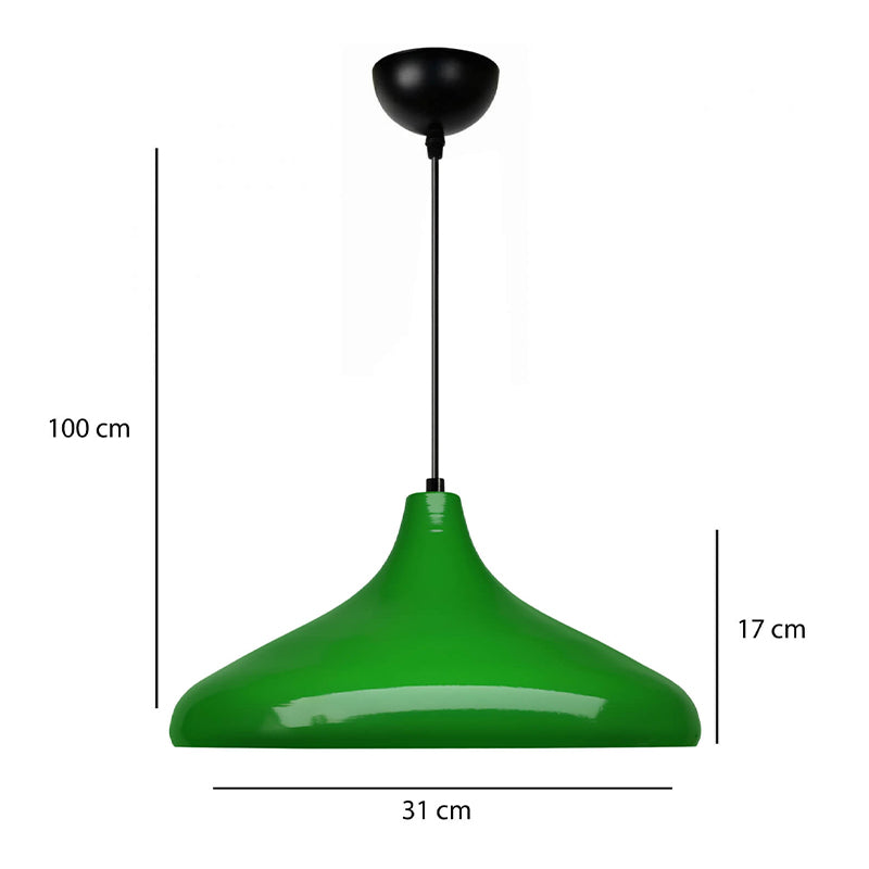 Φωτιστικό Οροφής Lela E27 Μεταλλικό Μονόφωτο Χρώμα Πράσινο Ø31x100