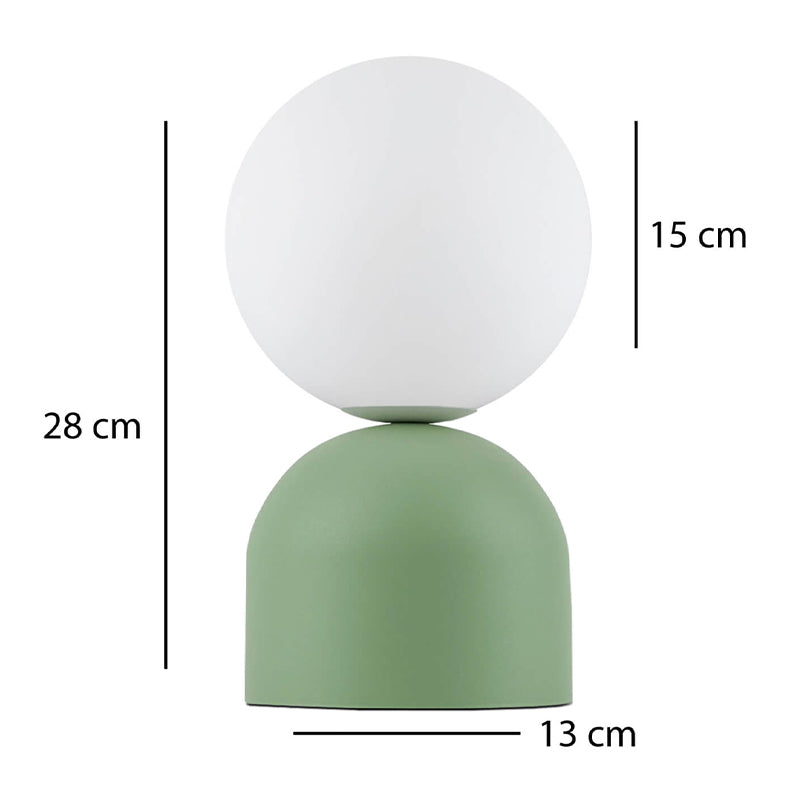 Φωτιστικό Επιτραπέζιο Albus E14 Μεταλλικό - Γυάλινο Χρώμα Μέντα - Λευκό Ø13x28