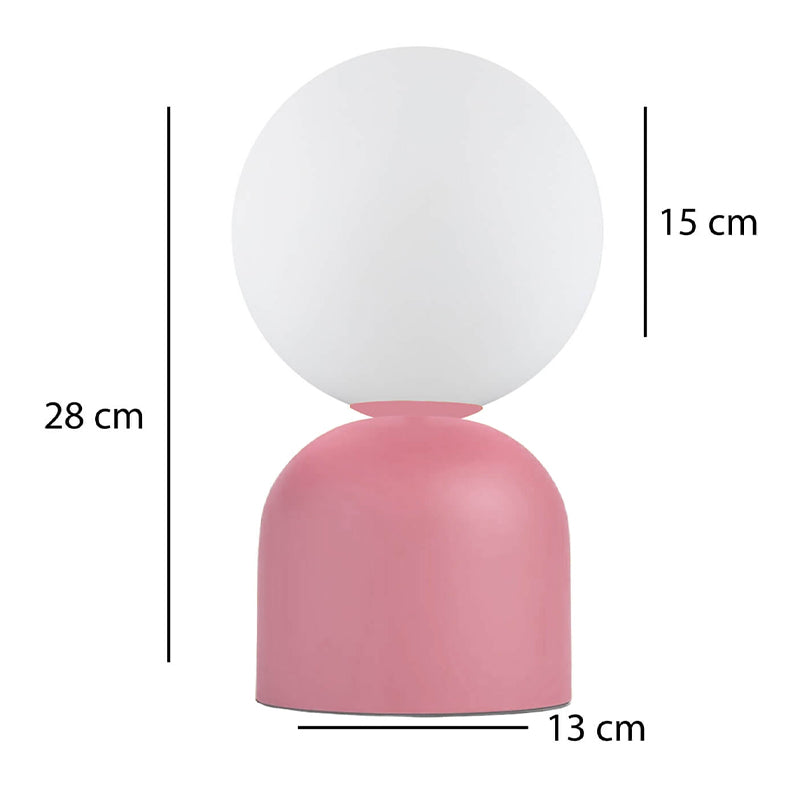 Φωτιστικό Επιτραπέζιο Albus E14 Μεταλλικό - Γυάλινο Χρώμα Ροζ - Λευκό Ø13x28