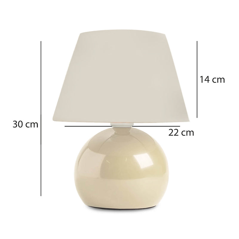 Φωτιστικό Επιτραπέζιο Alaska E27 Μεταλλικό - Ύφασμα PVC Χρώμα Κρεμ Ø22x30