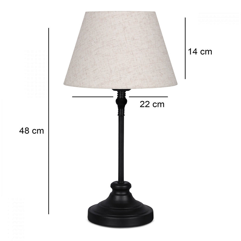 Φωτιστικό Επιτραπέζιο Grace E27 Μεταλλικό - Ύφασμα PVC Χρώμα Μαύρο - Κρεμ Ø22x48