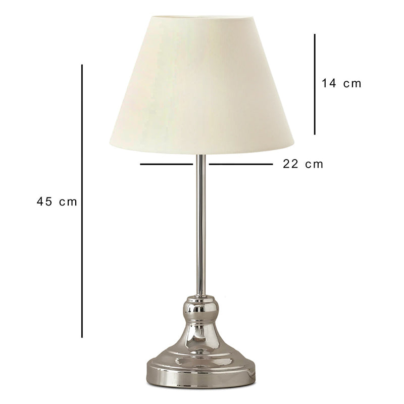 Φωτιστικό Επιτραπέζιο Grace E27 Μεταλλικό - Ύφασμα PVC Χρώμα Ασημί - Κρεμ Ø22x45
