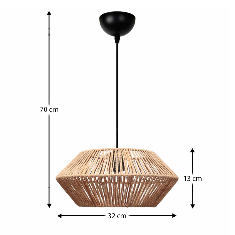 Φωτιστικό Οροφής Castel E27 από Σχοινί Μονόφωτο Χρώμα Φυσικό Ø32x70