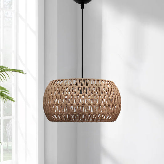 Φωτιστικό Οροφής Miranda E27 από Σχοινί Μονόφωτο Χρώμα Φυσικό Ø30x70