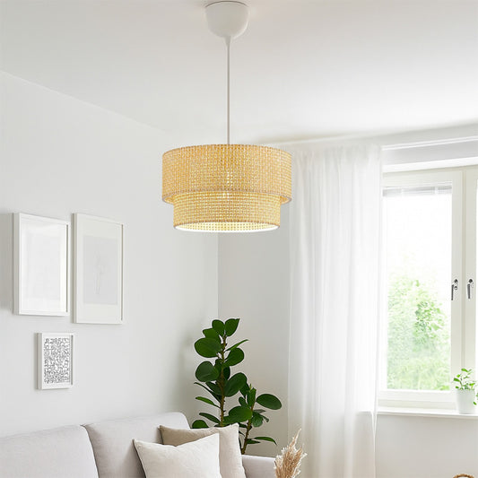 Φωτιστικό Οροφής Sora E27 Ύφασμα PVC Μονόφωτο Χρώμα Μπεζ Ø30x70