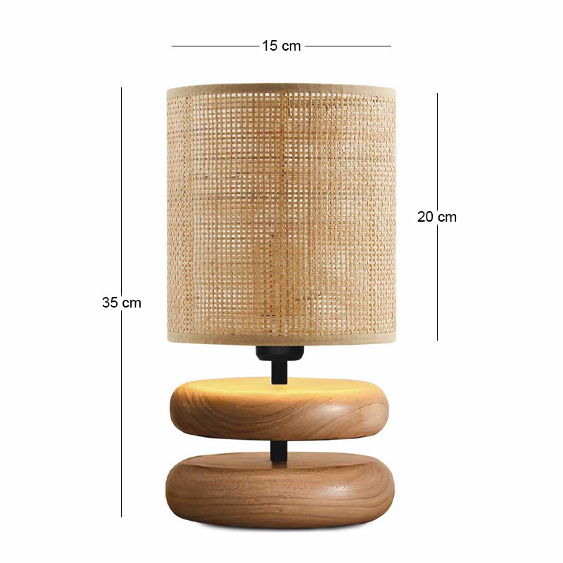 Φωτιστικό Επιτραπέζιο Lucia E14 Ξύλινο - PE Rattan Χρώμα Φυσικό Ø15x35