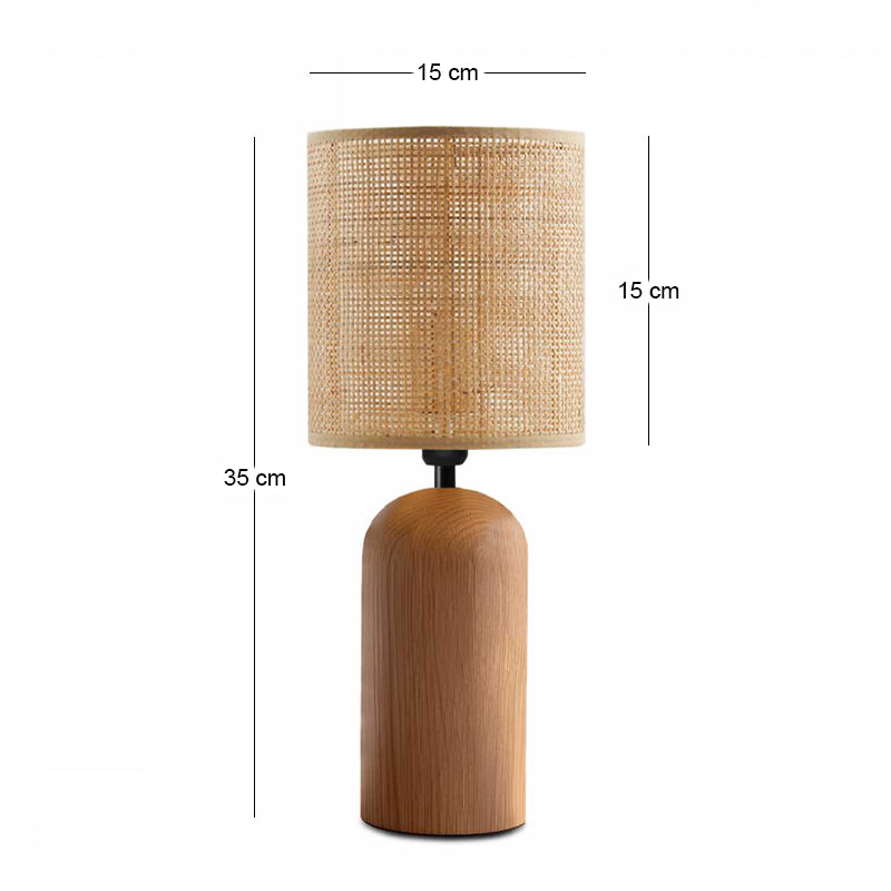 Φωτιστικό Επιτραπέζιο Cora E14 Ξύλινο - PE Rattan Χρώμα Φυσικό Ø15x35