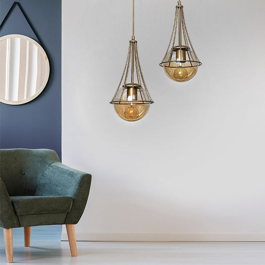 Φωτιστικό Οροφής Chavi E27 Μεταλλικό Δίφωτο Χρώμα Χρυσό 40x40x80