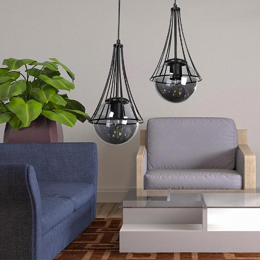 Φωτιστικό Οροφής Chavi E27 Μεταλλικό Δίφωτο Χρώμα Μαύρο 40x40x80