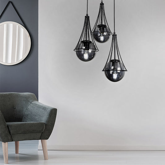 Φωτιστικό Οροφής Chavi E27 Μεταλλικό Τρίφωτο Χρωμα Μαύρο 40x40x90