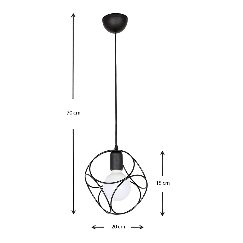 Φωτιστικό Οροφής Lusita E27 Μεταλλικό Μονόφωτο Χρώμα Μαύρο 20x20x70