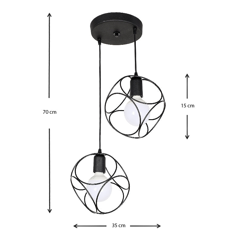 Φωτιστικό Οροφής Lusita E27 Μεταλλικό Δίφωτο Χρώμα Μαύρο 35x35x70