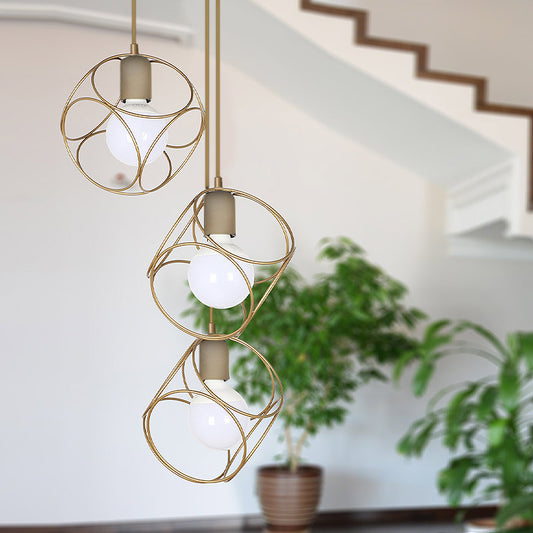 Φωτιστικό Οροφής Lusita E27 Μεταλλικό Τρίφωτο Χρώμα Χρυσό 35x35x90