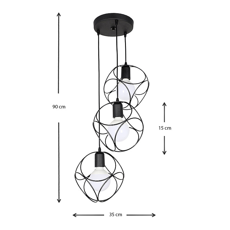 Φωτιστικό Οροφής Lusita E27 Μεταλλικό Τρίφωτο Χρώμα Μαύρο 35x35x90