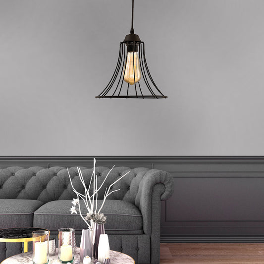 Φωτιστικό Οροφής Gerel E27 Μεταλλικό Μονόφωτο Χρώμα Μαύρο 24x24x70