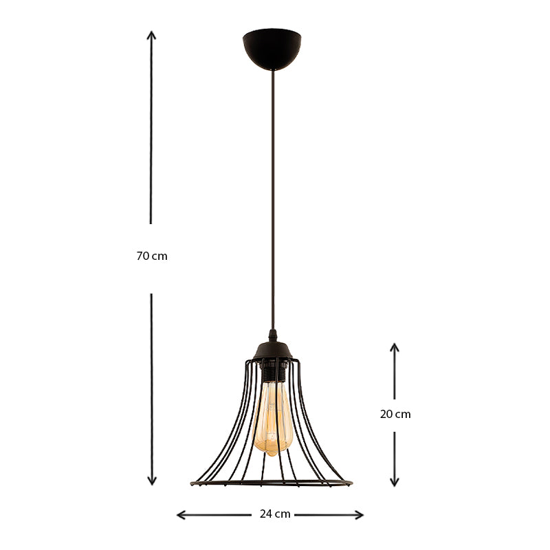 Φωτιστικό Οροφής Gerel E27 Μεταλλικό Μονόφωτο Χρώμα Μαύρο 24x24x70