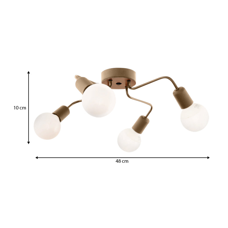 Φωτιστικό Οροφής Horus E27 Μεταλλικό Τετράφωτο Χρώμα Χρυσό 48x48x10