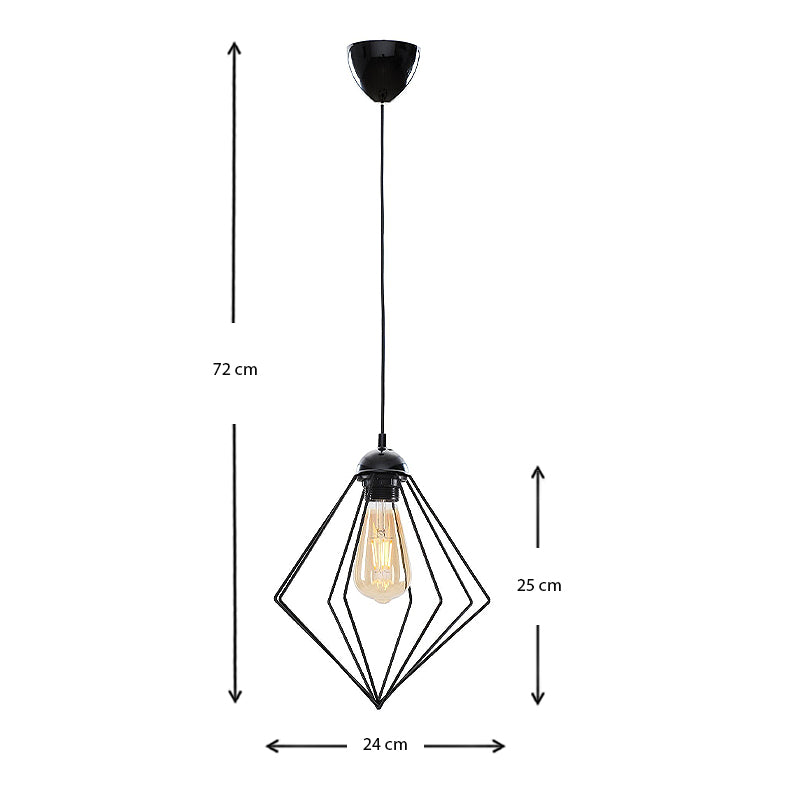 Φωτιστικό Οροφής Nura E27 Μεταλλικό Μονόφωτο Χρώμα Μαύρο 24x24x72