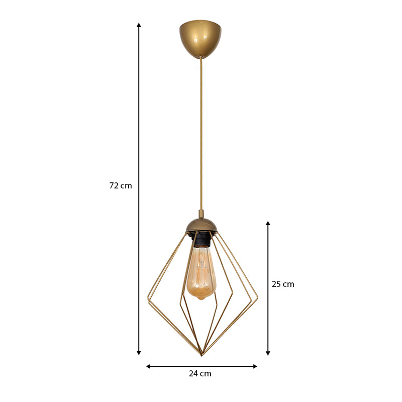Φωτιστικό Οροφής Nura E27 Μεταλλικό Μονόφωτο Χρώμα Χρυσό 24x24x72
